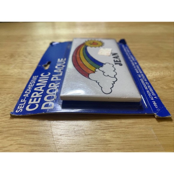 VINTAGE/RETRO JEAN RAINBOW&SUN NEW DEAD STOCK CERAMIC DOOR NAME PLAQUE 1984!! - Picture 7 of 12
